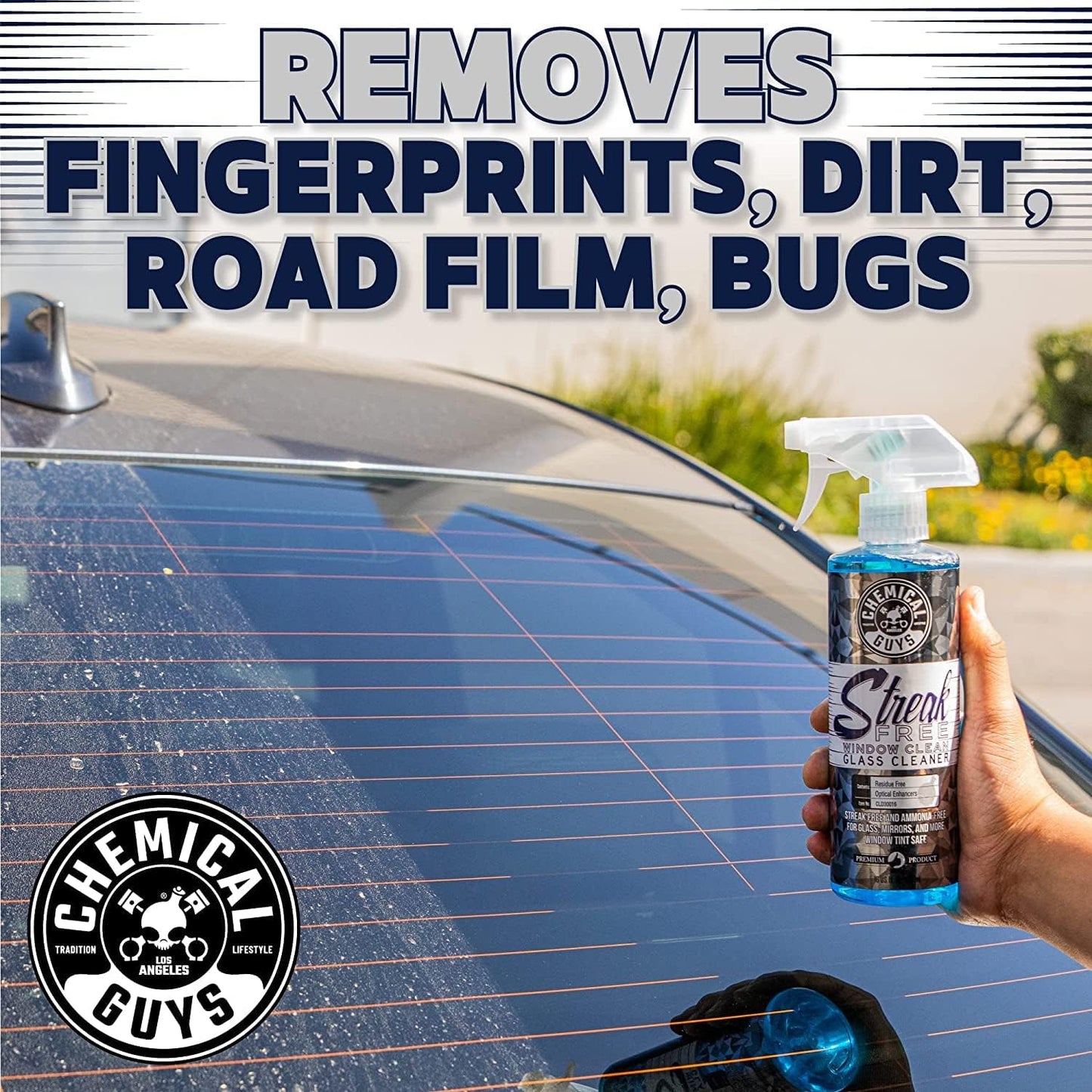 Chemical Guys Streak Free Glass and Window Cleaner - Works on Glass, Windows, Mirrors, and Screens, Ammonia-Free and Safe on Tinted Windows, for Cars, Trucks, SUVs, and Home Use - 16 oz