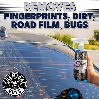 Chemical Guys Streak Free Glass and Window Cleaner - Works on Glass, Windows, Mirrors, and Screens, Ammonia-Free and Safe on Tinted Windows, for Cars, Trucks, SUVs, and Home Use - 16 oz