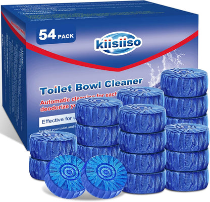 KIISIISO Automatic Toilet Bowl Cleaner Tablets Blue 30 Pack, Drop-In Tank Cleaner for Bathroom, Prevent Stains & Deodorize, Septic Safe, Long-Lasting Cleaning Tabs - Fresh Scent