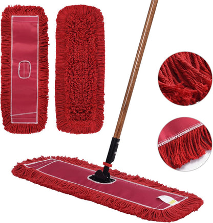 Matthew Cleaning 24'' Industrial Strength Cotton Dust Mop Refill Washable Replacement Heads for Residential & Commercial Use Fit Standard Dust Mop Frames, Hardwood, Laminate, Concrete Floors 3 Pack
