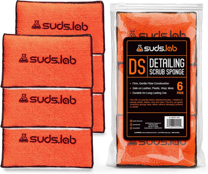 Suds Lab DS Microfiber Detailing Scrub Pad 3 Pack - Car Interior Cleaning & Detailing Microfiber Scrub Pads - Set of 3 - Safe On Leather, Vinyl, Plastic, Etc.