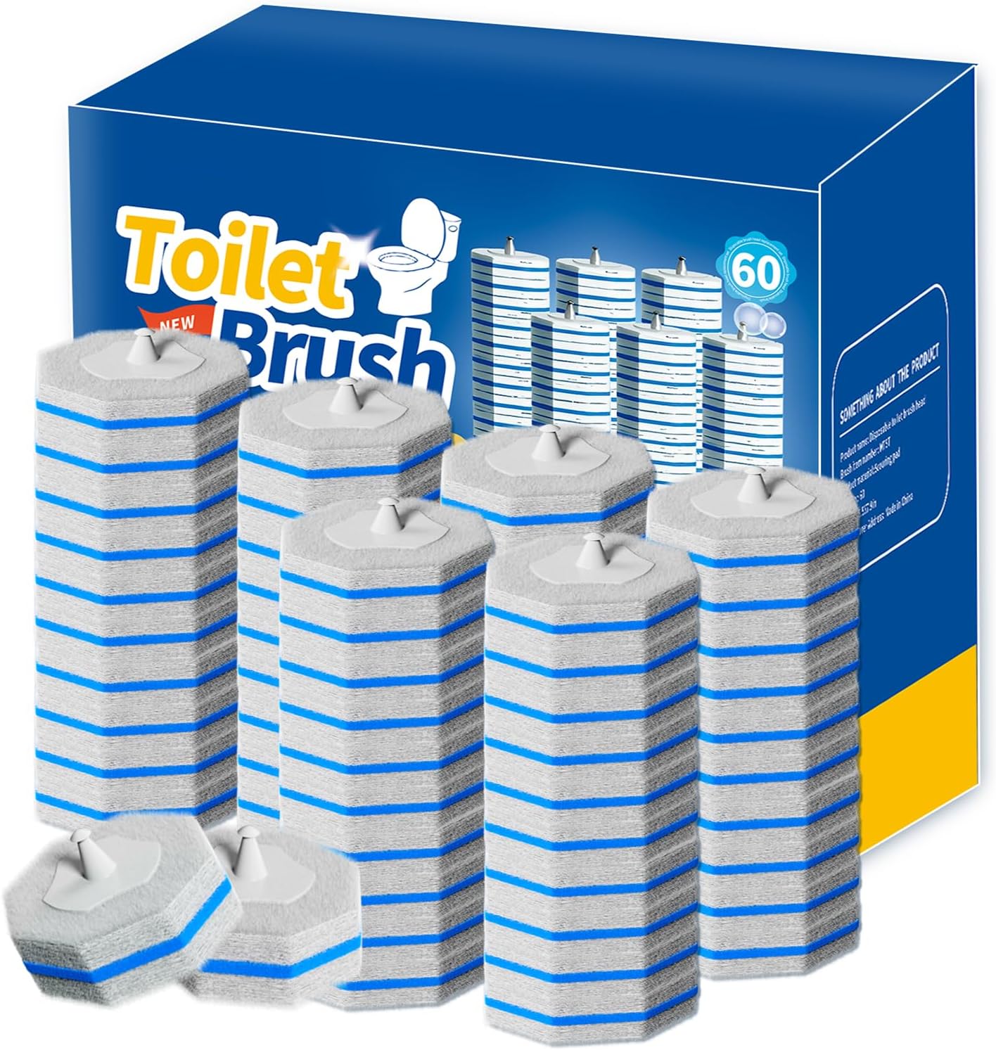 Disposable Toilet Bowl Brush with 36 Toilet Wand Refills Pads Replacement Heads, Toilet Cleaning Stick,Toilet Bowl Cleaner Wands Holder and Set, Toilet Cleaning System Starter Kit