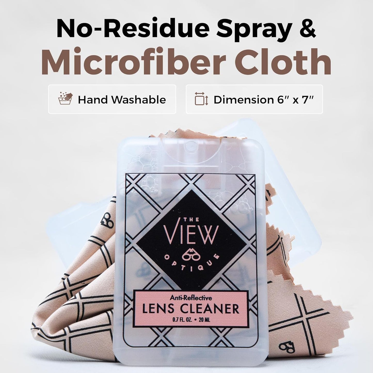 Anti-Reflective Safe lens Cleaner Spray Kit – (1) 0.7oz Glasses Cleaner Spray, (1) Microfiber Cloth for Eyeglasses, Sunglasses, Lenses, Screens and Camera Cleaning Kit (2 Piece Set)