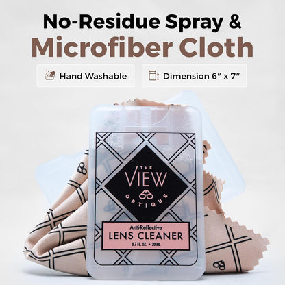 Anti-Reflective Safe lens Cleaner Spray Kit – (1) 0.7oz Glasses Cleaner Spray, (1) Microfiber Cloth for Eyeglasses, Sunglasses, Lenses, Screens and Camera Cleaning Kit (2 Piece Set)
