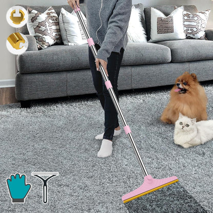 B-Land Carpet Rake for Pet Hair Removal, Reusable Pet Hair Remover with 60” Adjustable Long Handle, Carpet Scraper Dog Cat Hair Remover Tool for Rugs, Mats