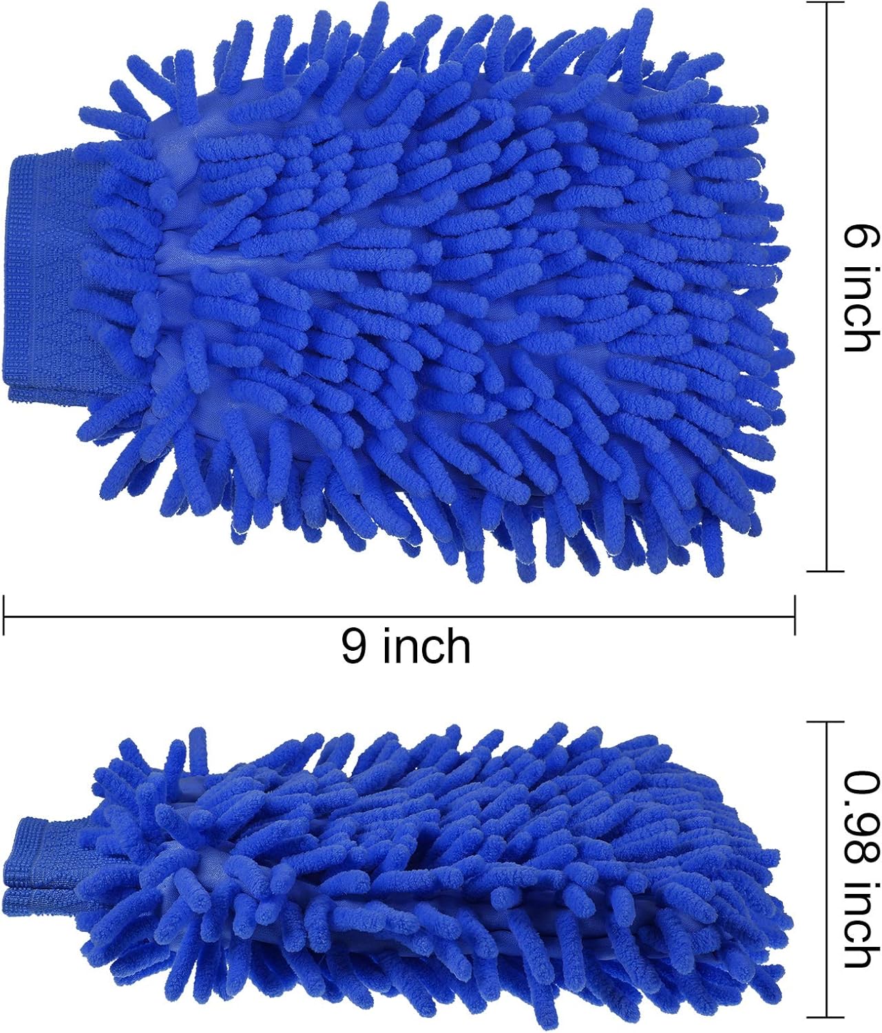 BBTO 5 Pack Car Wash Mitts Scratch Free Premium Chenille Microfiber Mitts 6" x 9" Double Sided Lint-Free Car Wash Gloves for Trucks, SUVs, Motorcycles, and More