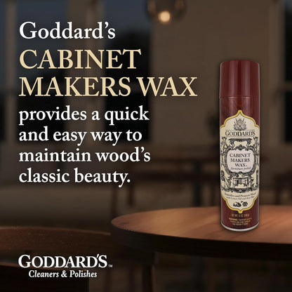 Goddard's Cabinet Makers Wax Spray, Wood Furniture Polish, Conditioner and Dust Cleaner with Bees Wax and Lemon Oil, Shine & Stain Protection, 12 oz