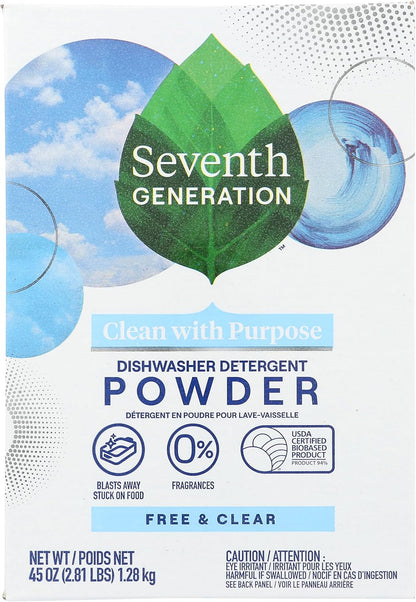 Seventh Generation Automatic Dishwashing Powder, Free & Clear, 45 oz