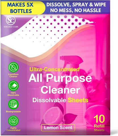 Dissolvable Toilet Bowl Cleaner Sheets (No Bottles, Easy Clean, Quick-Dissolving, Mess-Free, Septic-Safe Cleaning for Home & Office) - 40 Sheets, Pine Scent