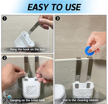 moonoom 2Pcs Toilet Tank Cleaning Tablet Holder,3.7'' x 2.9'' x 0.7'' Toilet Tank Bleach Tablet Bracket, Hanging Toilets Bowl Cleaner Carrier for Preventing Dissolved Residue From Polluting Water Tank