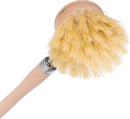 Redecker German-Made Horse Hair Bristle Dish Brush, Soft All-Purpose Scrubber for Kitchen & Household with Strong Horse Hair Bristles, 1-1/2 inch Replaceable Brush Head, Set of 2, 9-inches Long