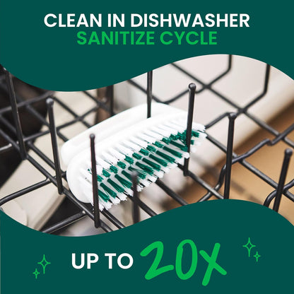 Scotch-Brite Handy Brush, Small and Durable Dish Brush with Handle for Scrubbing Hard-to-Reach Cookware, Tubs, Sinks, Car Tires, and More without Scratching, Antimicrobial, and Rinses Clean