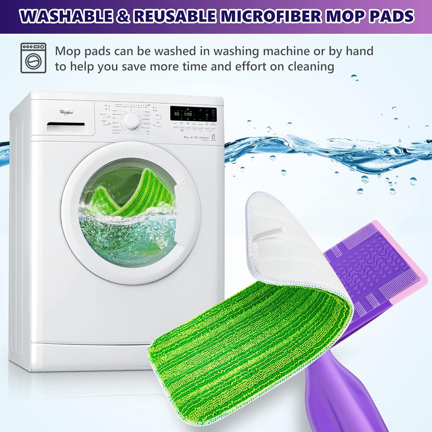 Reusable Mop Pads Compatible with Swiffer Wet Jet, Wet Jet Pads Refills for Swiffer Mop, 4 Pack Microfiber Replacement Pads for Hardwood Floor Cleaning, Dry Wet Mopping Cloths for 12" Wet Jet Refill