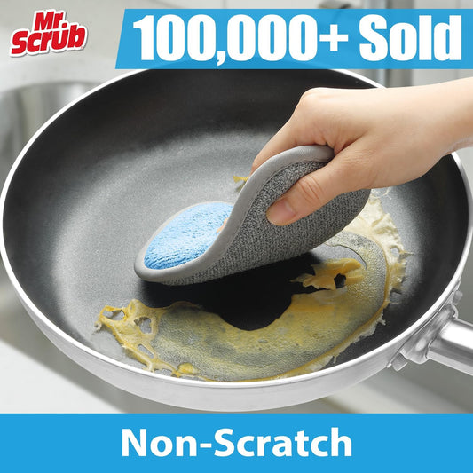 Sponges Kitchen Dish Sponge for Washing Dishes Cleaning Kitchen, All-Purpose, 6 Pack, Non Scratch, Rough Scrubbers Side for Non-Stick Cookware, Soft Microfiber Scrub Side for Dishes, Mr. Scrub