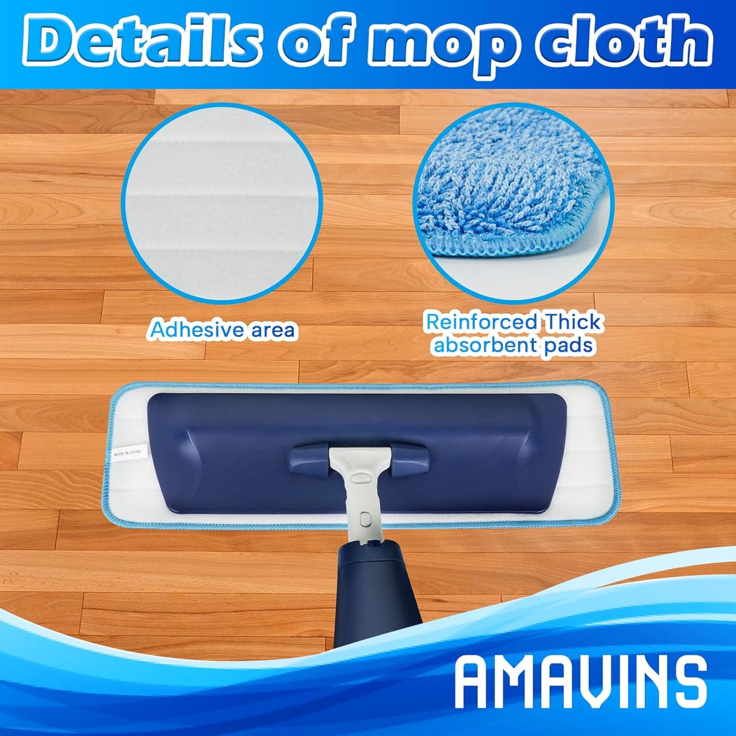 3 Pack Microfiber Reusable Mop Pads, Wet/Dry Floor Cleaning Refill Mop Pads, Spray Mop Hard Wood Floor Mop Pads Refills, Machine Washable Power Mop Pads Replacement