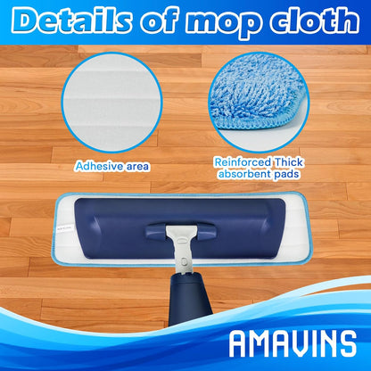 3 Pack Microfiber Reusable Mop Pads, Wet/Dry Floor Cleaning Refill Mop Pads, Spray Mop Hard Wood Floor Mop Pads Refills, Machine Washable Power Mop Pads Replacement