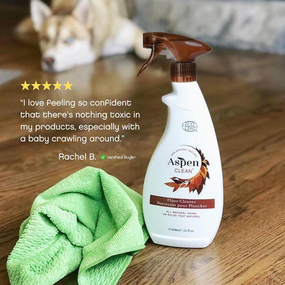 AspenClean Floor Cleaner | Eco-Friendly Spray Cleaner for Hardwood, Laminate, Stone & Ceramic | Non-Toxic | Made with Natural Ingredients | EWG Verified | Pack of 2 | 22 oz