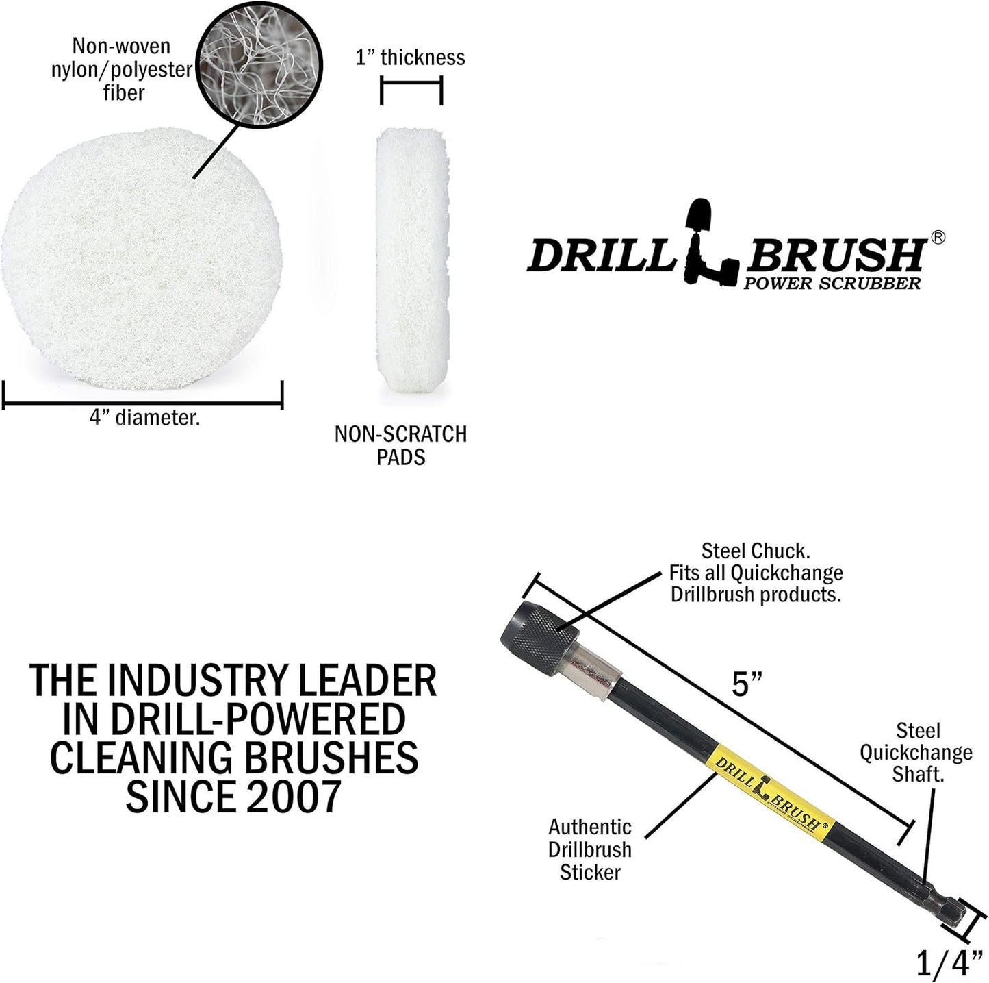 Drill Scrubber - Drill Brush Power Scrubber Pads - Bathroom - Drill Pad Attachments - Cleaning Pads - Shower Door - Baseboard - Bathroom Sink - Shower Cleaner - Flooring - Hard Water Stain Remover