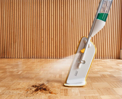Joseph Joseph CleanTech 2-in-1 Multi-Surface Spray Mop with Washable Microfiber Cleaning Pad & Spot-Cleaning Abrasive Scrubber, Wall Mounted for Easy Storage