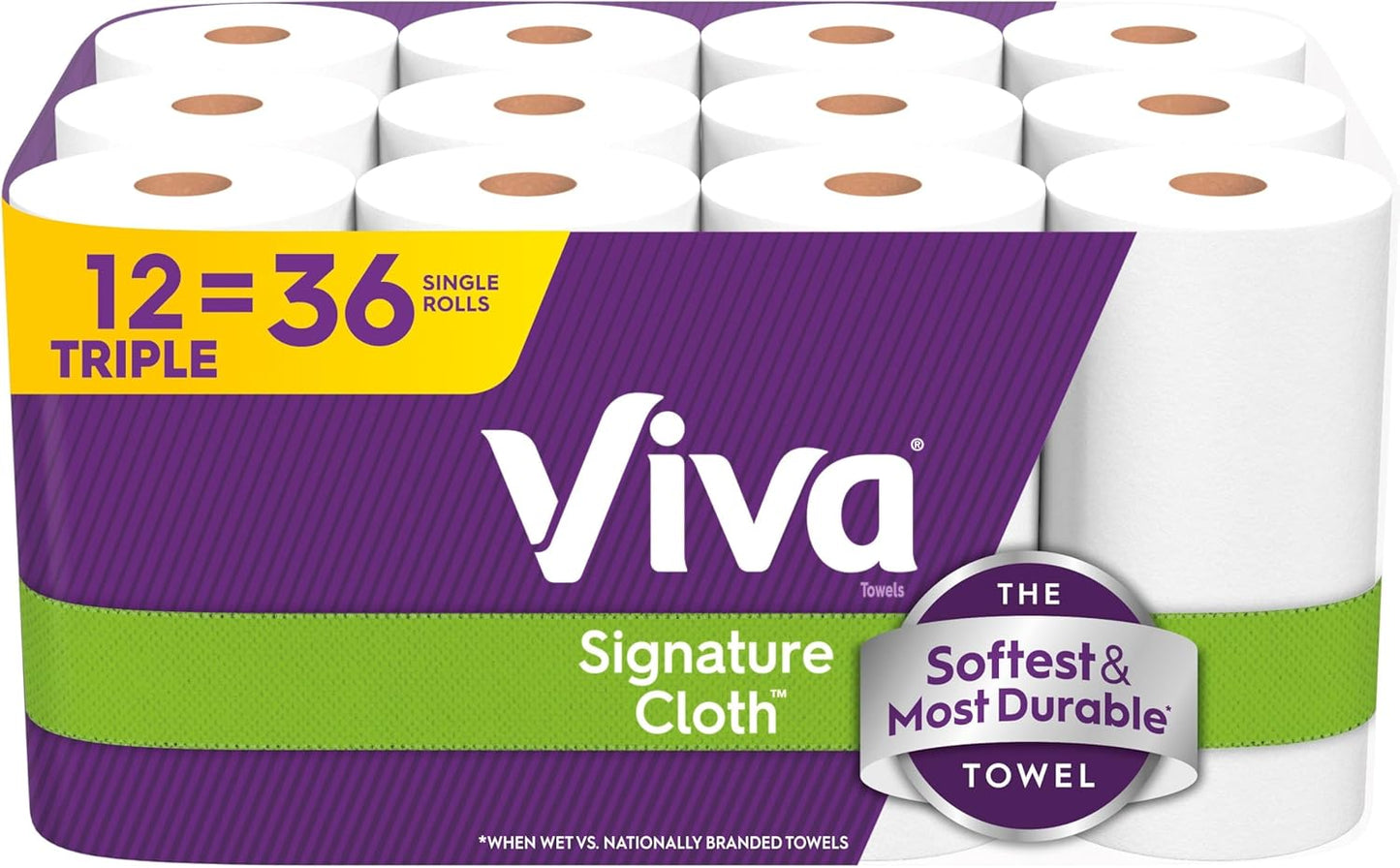 Viva Signature Cloth Paper Towels, Task Size, 8 Family Triple Rolls, 141 Sheets per Roll (Packaging May Vary)
