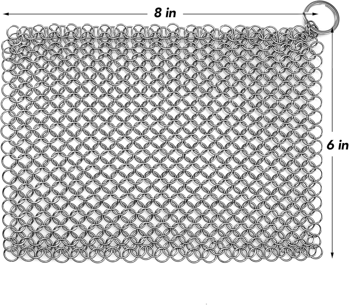 TOPULORS Cast Iron Scrubber 316 Stainless Steel Skillet Cleaner 8"x6" Chainmail Scrubber Scraper Chain Mail Link Scrub for Cast Iron Pre-Seasoned Pans, Griddles, BBQ Grills, and Pot Cookware Cleaning