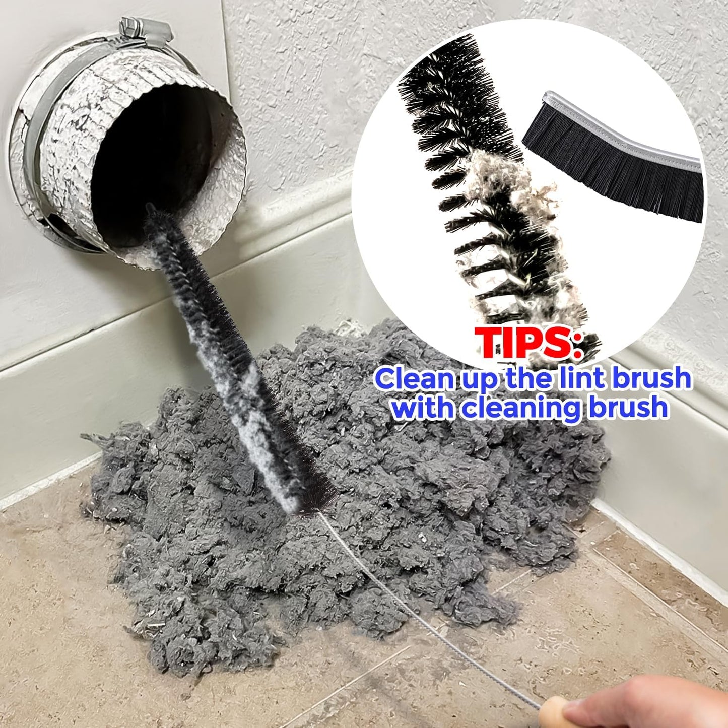 Holikme Dryer Vent Cleaner Kit 2 Pack - Household Cleaning Supplies,Long Flexible Refrigerator Coil Brush Radiator Brush,Dryer Lint Brush Home Essentials for Lint Trap Dust Vacuum Brush