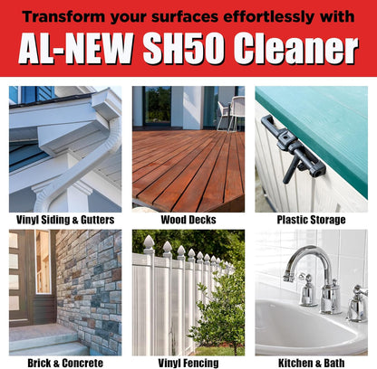 AL-NEW SH50 Mold and Mildew Stain Remover | Scrub Free Formula | Works Great on Decks, Vinyl Siding & Gutters, Tub and Tile (30oz Bottle)