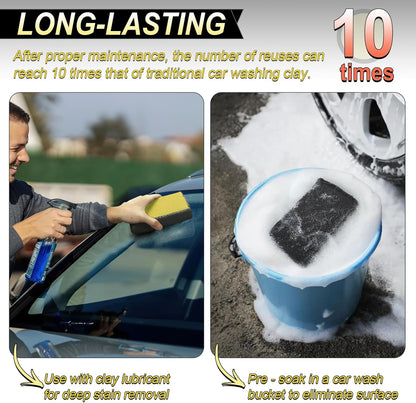 Car Wash Sponge,Dual Sided Car Clay Scrubber for Fast and Effective Removal of Paint,Light Overspray So On,Scrubbing and Clay Work,2-Pack