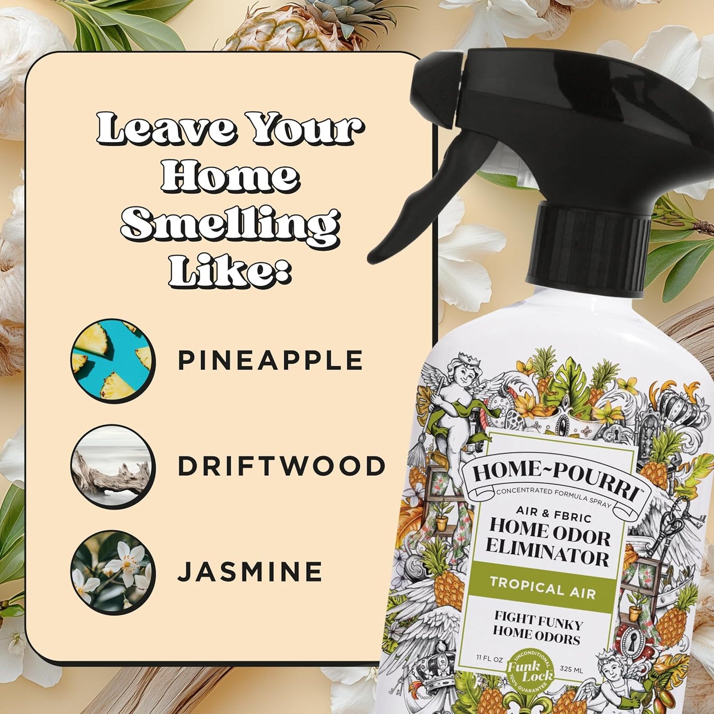 Home-Pourri Air + Fabric Multi-Purpose Odor Freshener Spray, Grapefruit Lychee Vanilla, 11 Fl Oz - Vanilla and Grapfruit Lychee