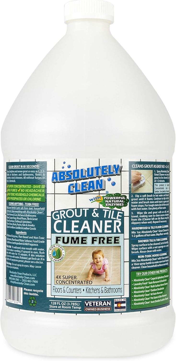 Absolutely Clean FAST GROUT CLEANER! - Professional Strength, Natural Enzyme Formula - Fast Acting, Fume Free - USA Made (16oz Cleans Up To 250 sq ft)