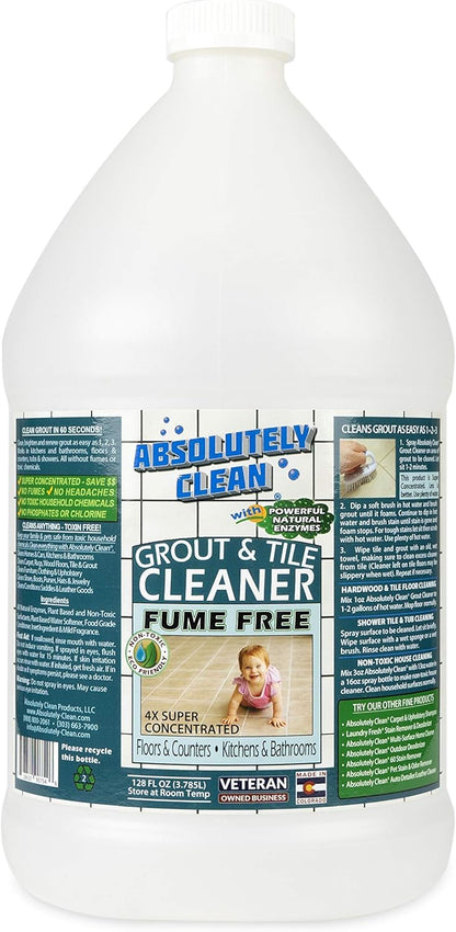 Absolutely Clean FAST GROUT CLEANER! - Professional Strength, Natural Enzyme Formula - Fast Acting, Fume Free - USA Made (16oz Cleans Up To 250 sq ft)