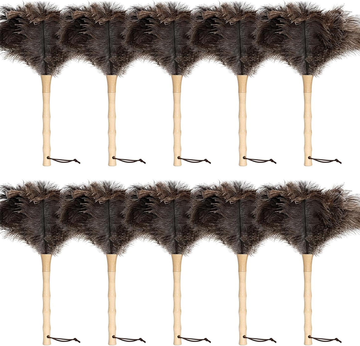 Retractable Ostrich Feather Duster for Cleaning, Fluffy and Natural Feather Duster with Retractable Handle， Reusable Eco-Friendly Handheld Cleaning Supplies (15 inch)