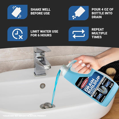 Roebic K-67 Liquid Drain Cleaner, Pipe Buildup Remover with Bacteria Enzymes for Household Drains and Sink Traps, Safe for Kitchen and Bathroom Sink, 32 fl oz