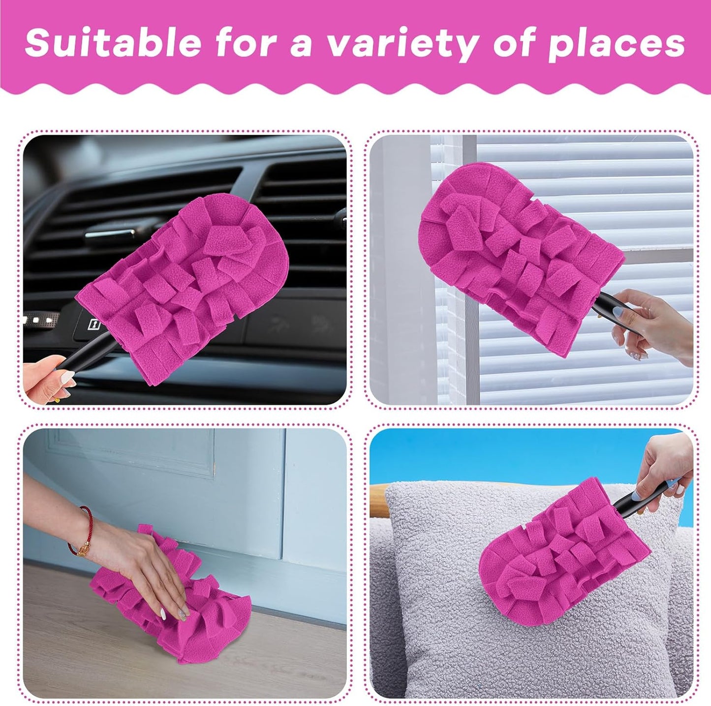 Zubebe 12 Pcs Duster Refill Reusable Fleece Duster Refills Feather Flat Dusters Multi Surface Washable Cleaning Pads Tools for Home, Blinds, Car, Pet, Furniture, Fans (Dark Color)