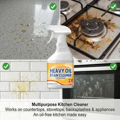 Heavy Duty Kitchen Degreaser Spray, Powerful Cleaner for Stubborn Oil Stains, Grease Remover for Stovetops, Countertops, Ovens & Grills, 2 PCS