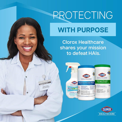 Clorox Healthcare Hydrogen Peroxide Cleaner Disinfectant Wipes, 12" x 11", Bucket, 185 Count (Package May Vary)