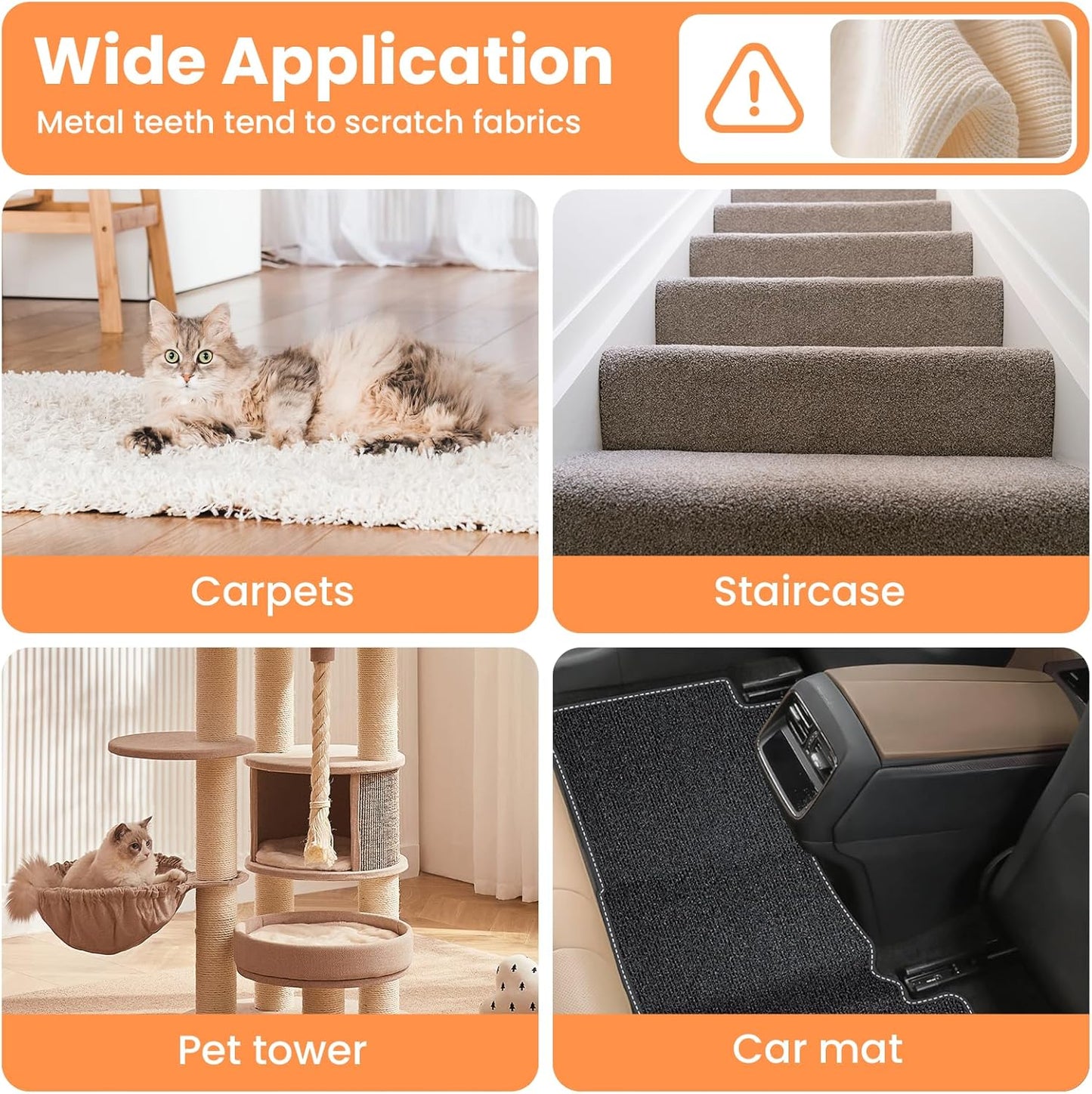 3 in 1 Carpet Rake for Pet Hair Removal, Tool Set of 3, 55” Long Handle Carpet Pet Hair Removal Carpet Scraper Dog Cat Hair Remover for Sofa, Couch, Car, Rug