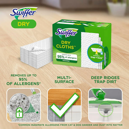 Swiffer Sweeper Dry Sweeping Pad, Multi Surface Refills for Dusters Floor Mop, with Febreze Lavender, 32 count