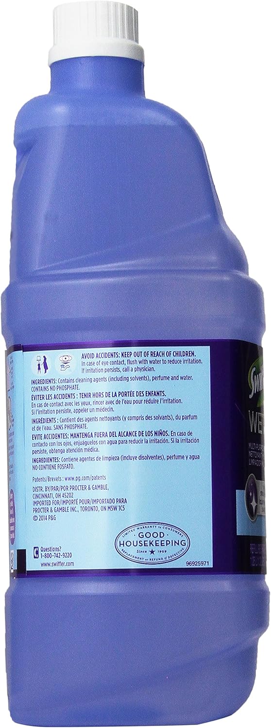 Swiffer WetJet Multi-Purpose and Hardwood Liquid Floor Cleaner Solution Refill, with Gain Scent, 42.2 fl oz each, (Pack of 2)