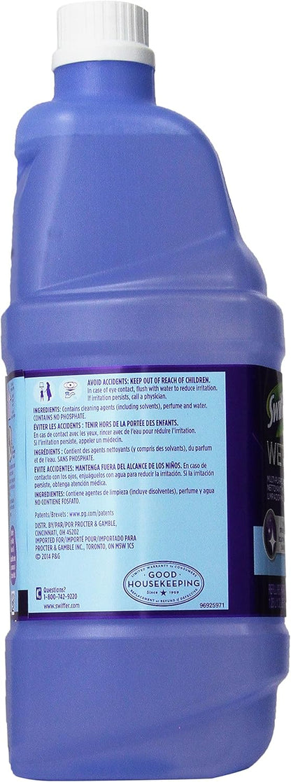 Swiffer WetJet Multi-Purpose and Hardwood Liquid Floor Cleaner Solution Refill, with Gain Scent, 42.2 fl oz each, (Pack of 2)
