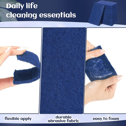 Hoolerry 100 Pcs Heavy Duty Scouring Pads Non Scratch Household Scrub Pads for Cleaning Reusable Pan Scrubber Anti Grease Scrubbing Pads for Dish Kitchen Metal Grills, 4.3 x 3 x 0.3 in (Green)