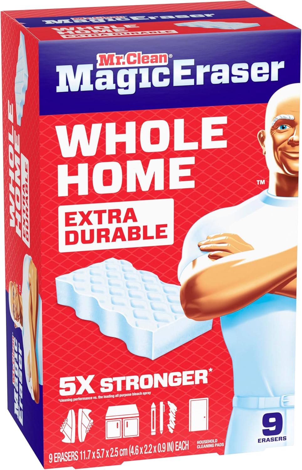 Mr. Clean Magic Eraser Sponge, All Purpose Cleaner, Cleaning Scrubber, Wall, Sneaker, Kitchen, Bathroom, Shower Cleaner, Cleaning Supplies, Melamine Sponge, Cleaning Pads, Extra Durable, 10ct