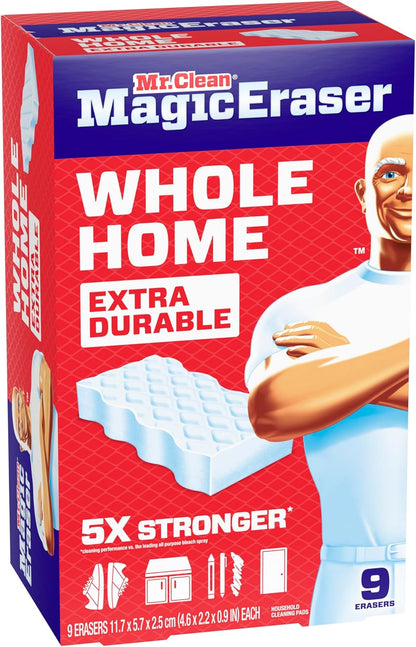 Mr. Clean Magic Eraser Sponge, All Purpose Cleaner, Cleaning Scrubber, Wall, Sneaker, Kitchen, Bathroom, Shower Cleaner, Cleaning Supplies, Melamine Sponge, Cleaning Pads, Extra Durable, 10ct
