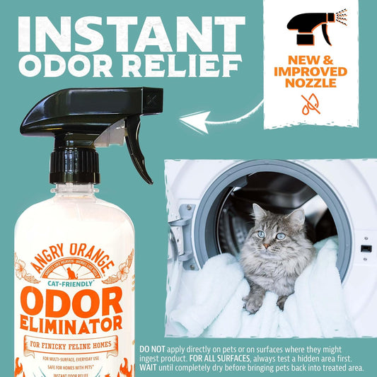 ANGRY ORANGE Pet Odor Eliminator for Dog and Cat Urine, Carpet Stains, and Strong Smells – NEW Orange Rush Scent – Citrus Cleaner with Natural Orange Oil – 24 oz