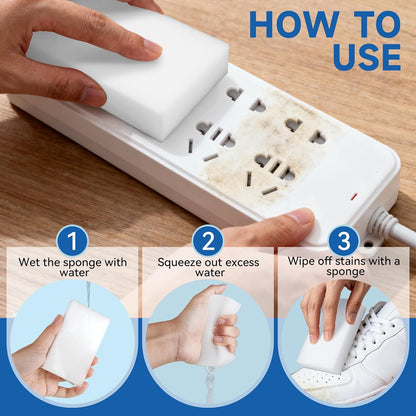 100 Pack Melamine Sponge Eraser, Non-Scratch Melamine Sponges in Bulk, Multi Surface Power Scrubber Foam Cleaning Pads for Bathtub, Floor, Baseboard, Bathroom, Wall Cleaner - White Sponges