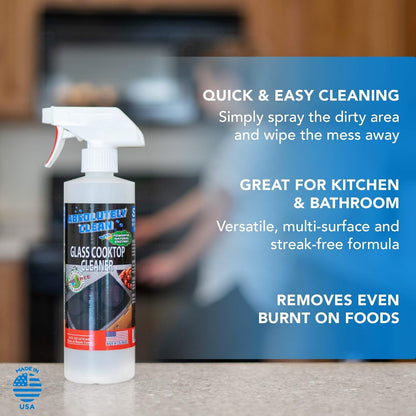 Absolutely Clean Amazing Ceramic & Glasstop oven cleaner heavy duty- Fume Free & Scratch Free - Streakfree - Powerful, Natural Enzymes - USA Made (16 oz)