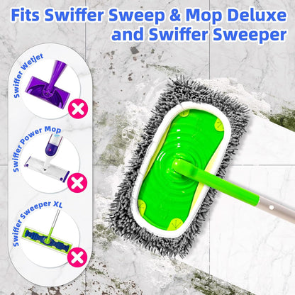 Reusable Mop Pads Compatible with Swiffer Sweeper Mop, Microfiber Dry Sweeping Cloths & Machine Washable Wet Pads Refill for Use on All Sealed Floors - Stone, Hardwood, Laminate & Tile (6 Blue)