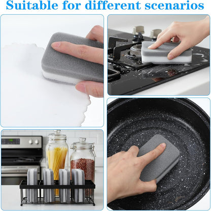 40 Pcs Kitchen Dishwashing Sponge Individually Wrapped Sponges, Bulk Non Scratch Scouring Pad Odor-Free Dish Sponges for Washing Dishes Wipes for Household Cleaning Dishes Travel Apartments, Grey