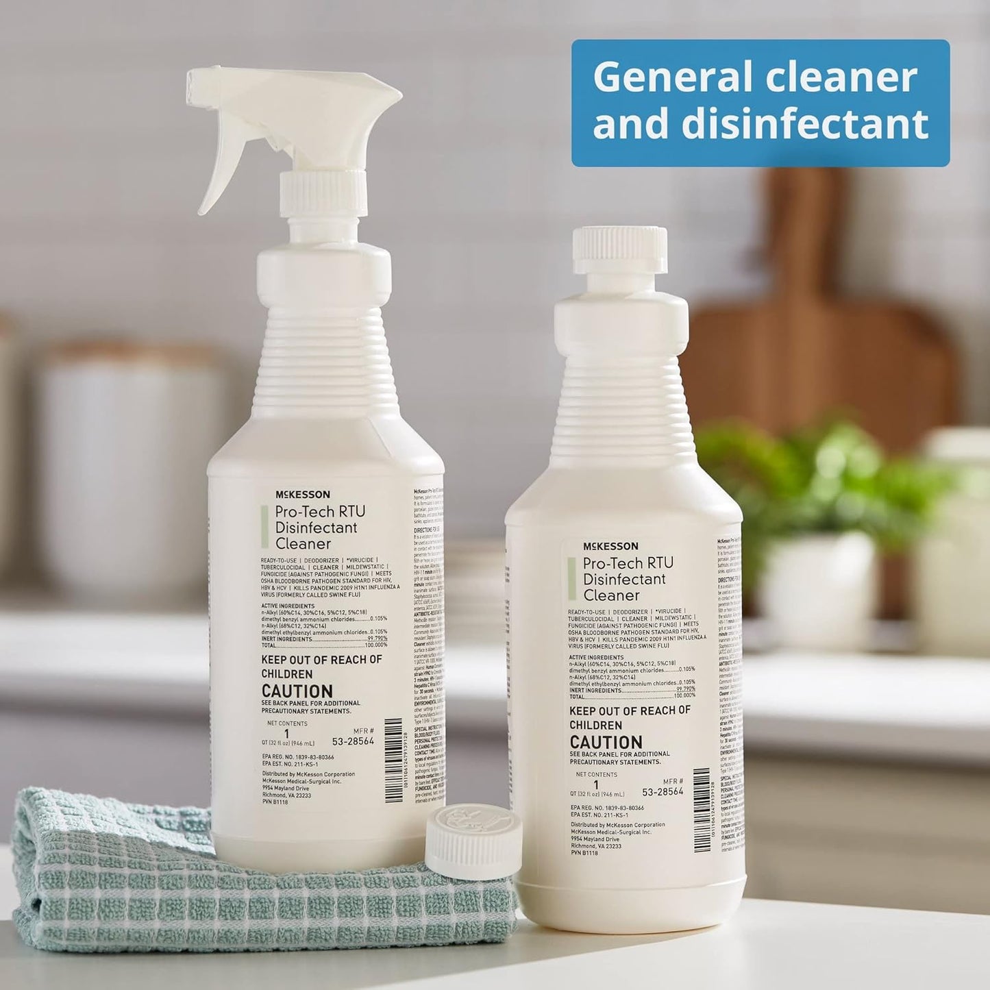 McKesson Pro-Tech Surface Disinfectant Cleaner, Ready to Use - Floral Scent, Trigger Spray Bottle, 32 oz, 1 Count, 1 Pack