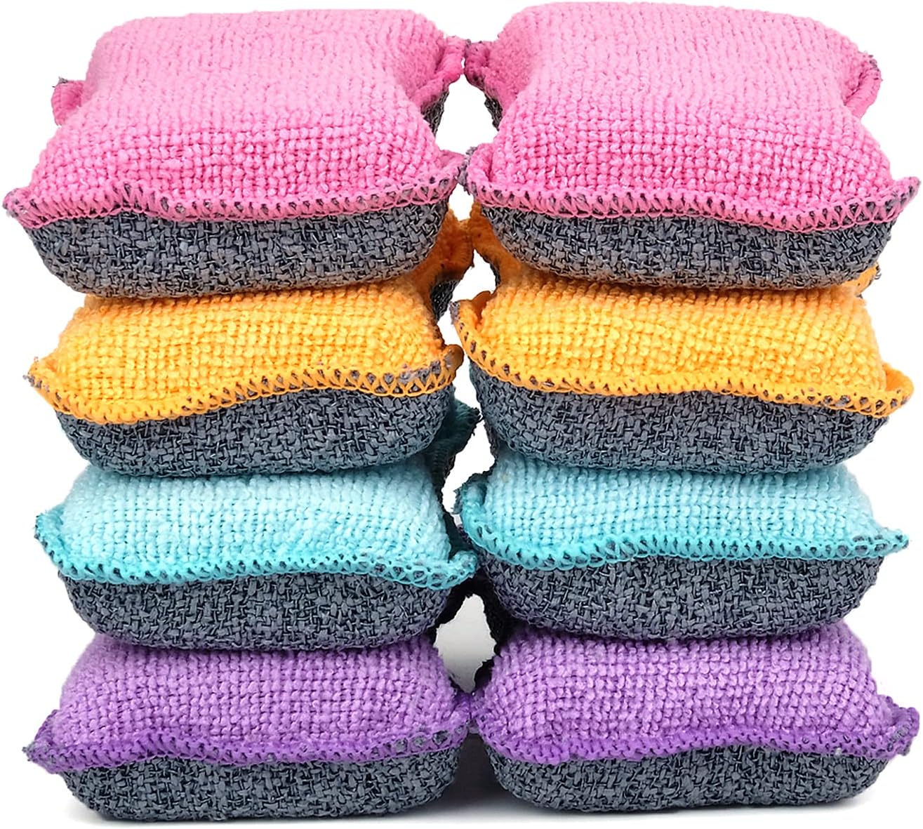 UPSTAR Dish Sponges Kitchen, Microfiber Cleaning Scrubber for Dishwashing, Sink, Basin and Multi-Pupose, Non-Scratch, Size.S Pack of 8